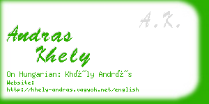 andras khely business card